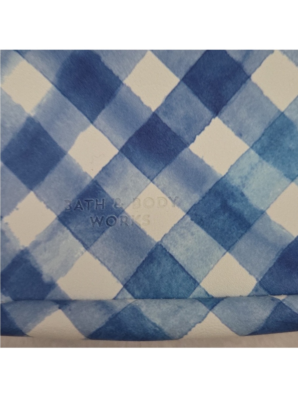 Bath and Body Works Blue & White Gingham Plaid Drawstring Gift Bag - Picture 3 of 4